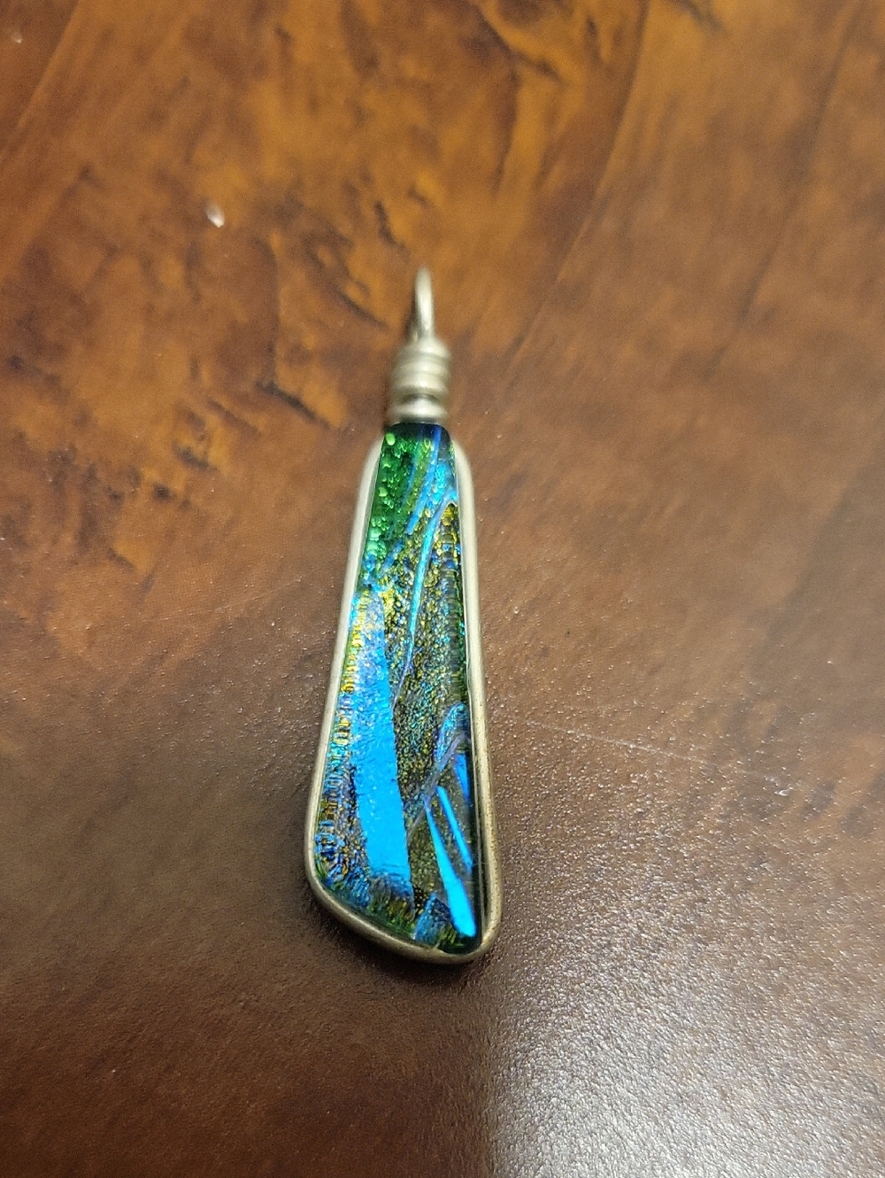 Blue-Green Dichroic Glass Pendant
